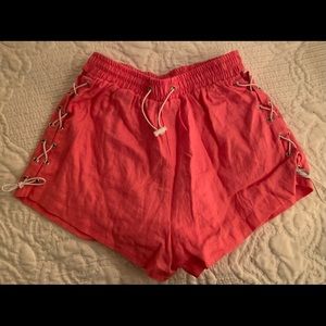 LF pink tie up side shorts